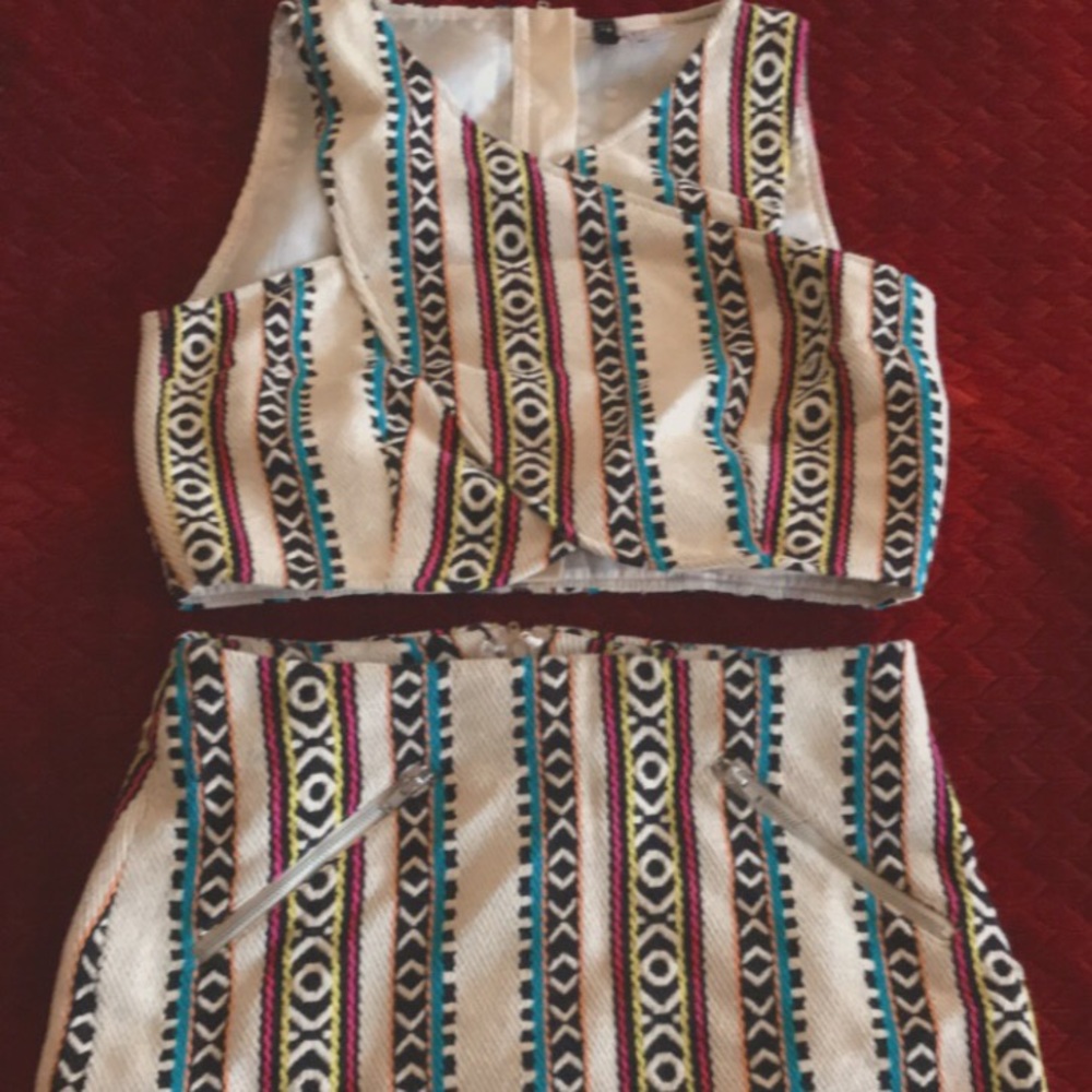 Multi-Color Aztec Pattern Pencil Skirt/Top